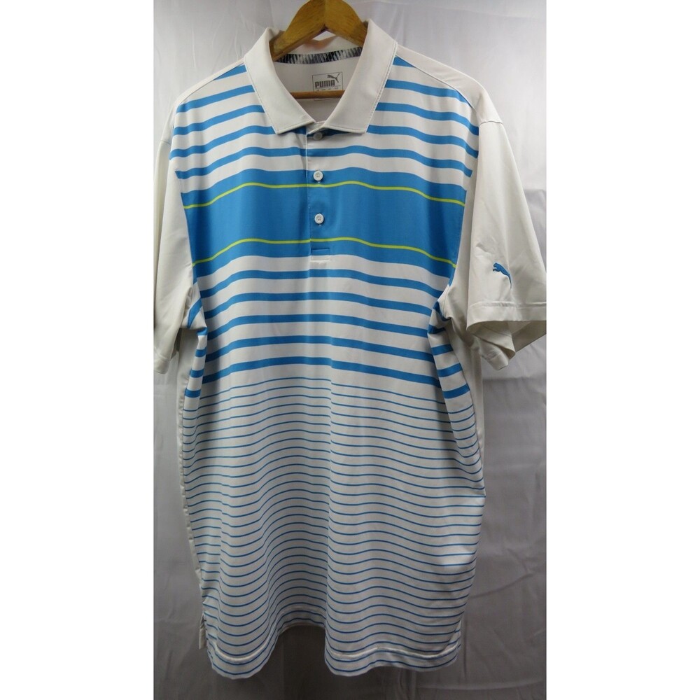Puma Golf Polo Shirt Men Size XL Short Sleeve Stretch Cobra Puma Golf Stripes